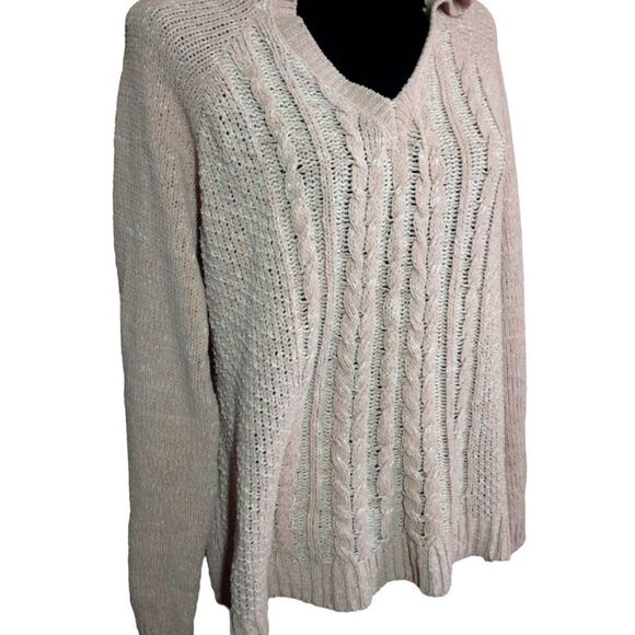 SO Tunic Hoodie Soft Cable Knit Dusty Rose Stretchy sz XL NWOT - Picture 10 of 12